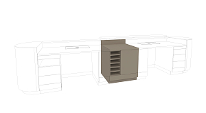 Counter sideboard with a door and paper trays