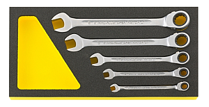 Ratchet combination spanner set OPEN-RATCH TCS 17/5