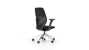 Office swivel Chair ACX light nero, Base aluminum, for carpet.